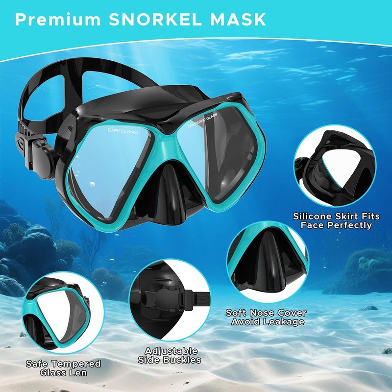 Jwintee 2 Pack Snorkeling Gear for Adults, Dry Snorkel, Mask Set Adult, Diving Scuba Mask, Scuba Gear, Swimming Goggles with Nose Cover, Swim Freediving Tempered Glass Panoramic View Travel Packages - Image 3